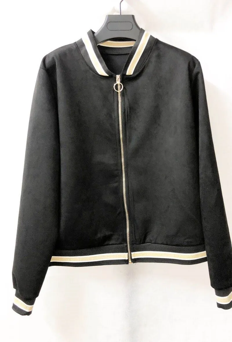 Bomberjacke aus Wildlederimitat mit Kragen und Manschettendetail
