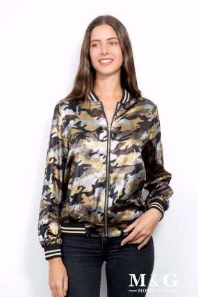 Bomberjacke mit schillerndem Camouflage-Print