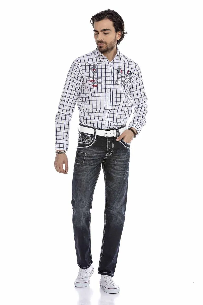CD324 Herren bequeme Jeans mit besonderen Ziernähten
