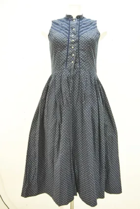 Dirndl Linnartz echt 90er Vintage blau hochgeschlossen mit Samtstreifen Gr.38
