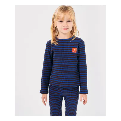 Funny Face geripptes T-Shirt | Blau