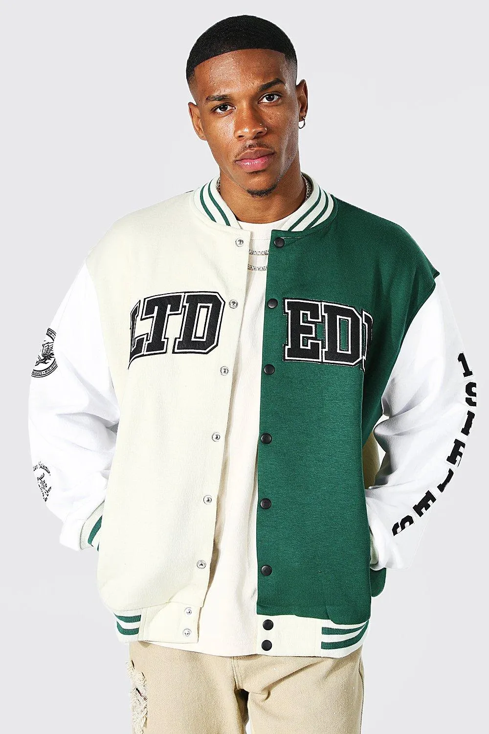 Gespleißte Oversize Jersey-Bomberjacke