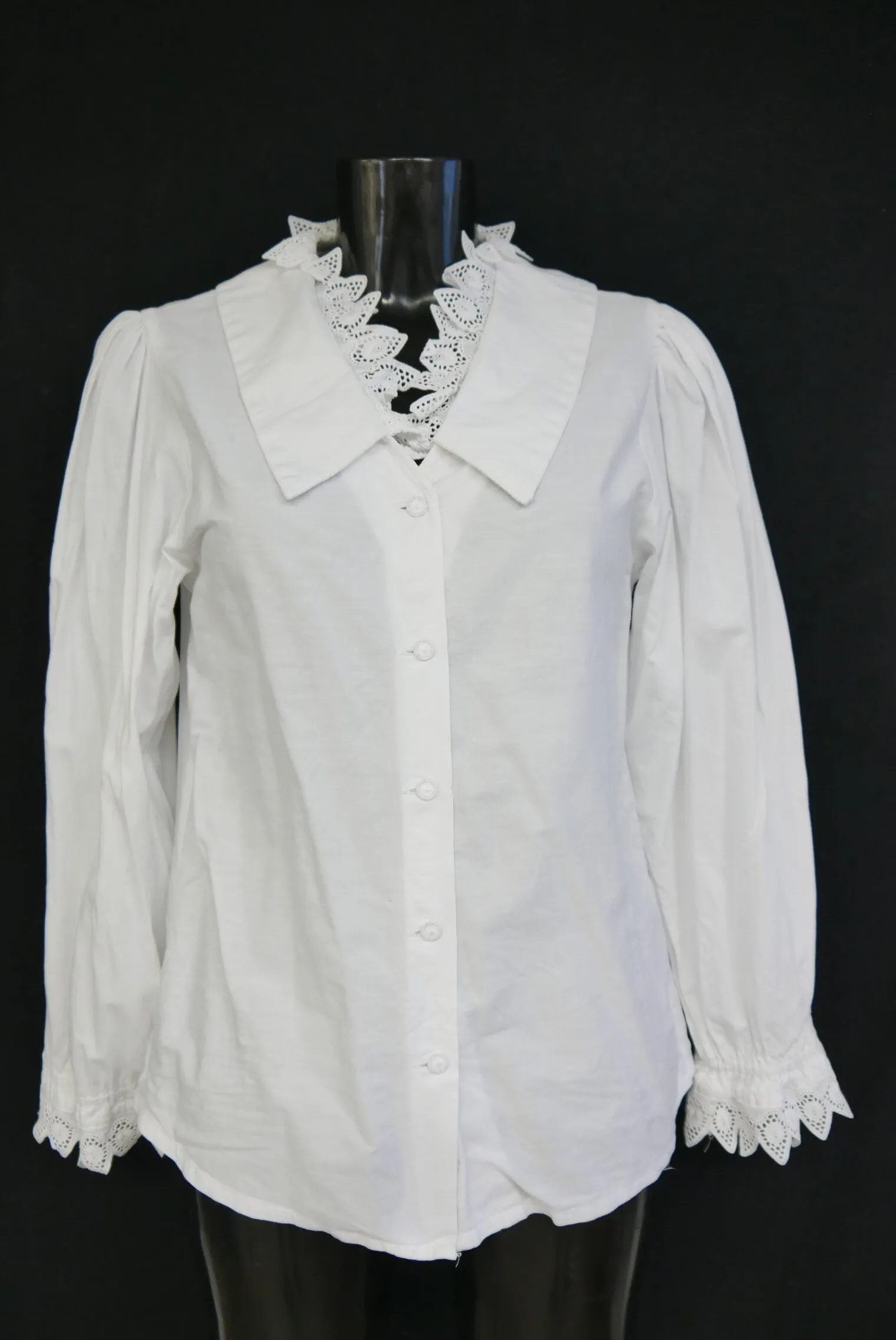 Gr.38 Trachtenbluse weiß Bluse für Dirndl Chiemseer Baumwolle mit Spitze TB9780