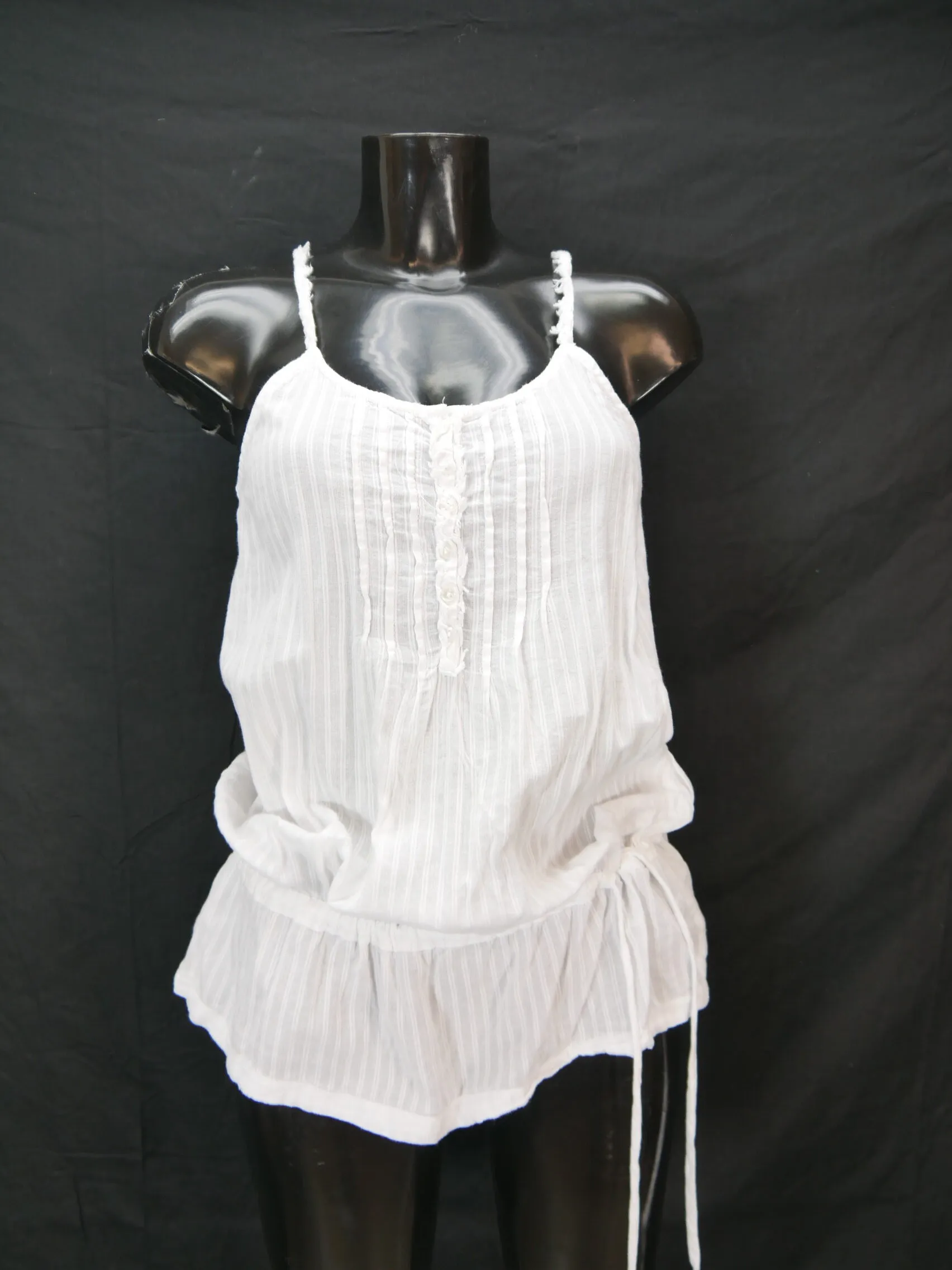 Gr.40 Trachtenbluse weiß Bluse für Dirndl Baumwolle Schößchen ärmellos TB9085