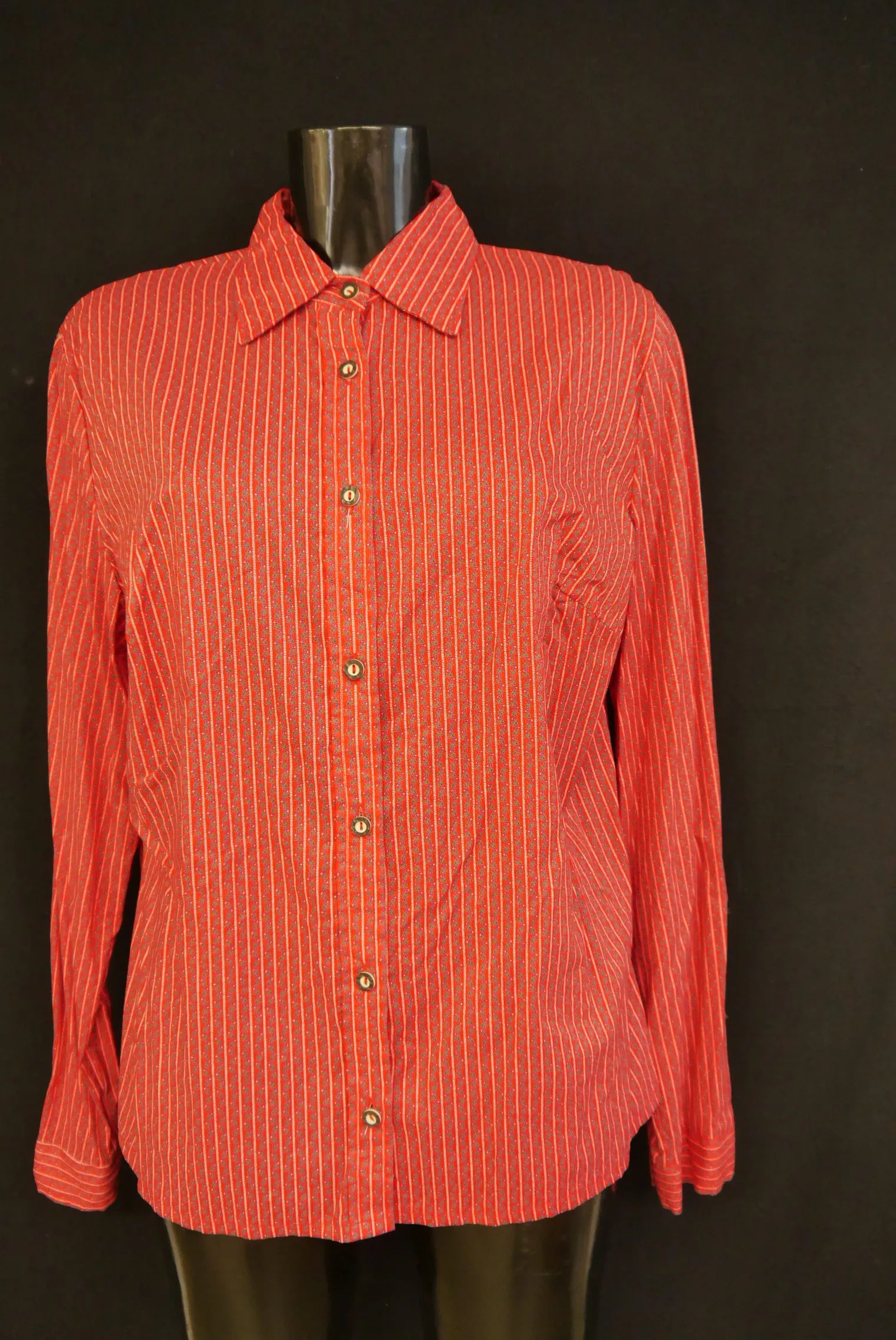Gr.46 Trachtenbluse rot Bluse für Dirndl Baumwolle mit Muster TB9797
