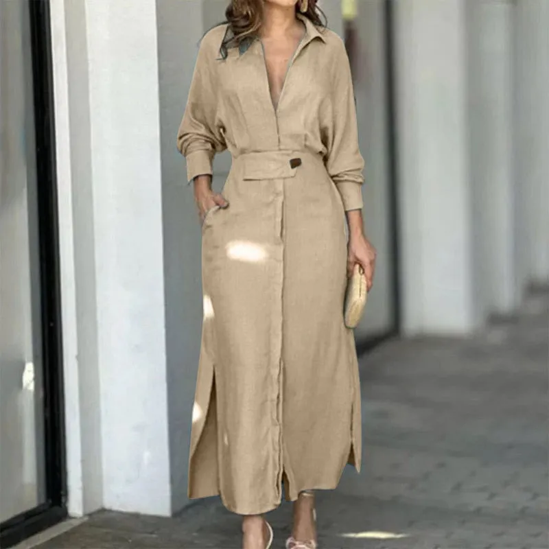 Kleid | Elegantes langes Hemdkleid für Frauen