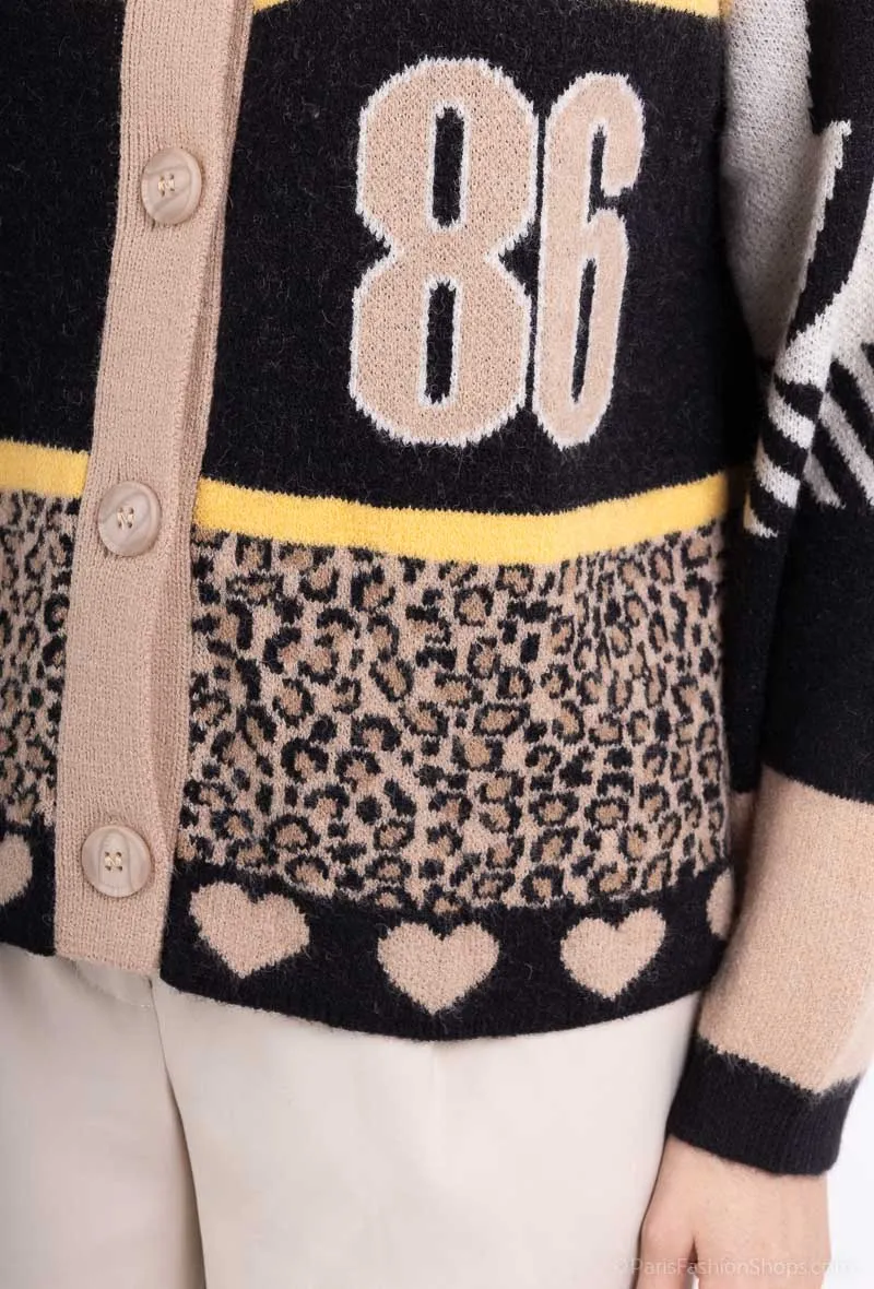 MANUELLE bedruckte Strick-Bomberjacke