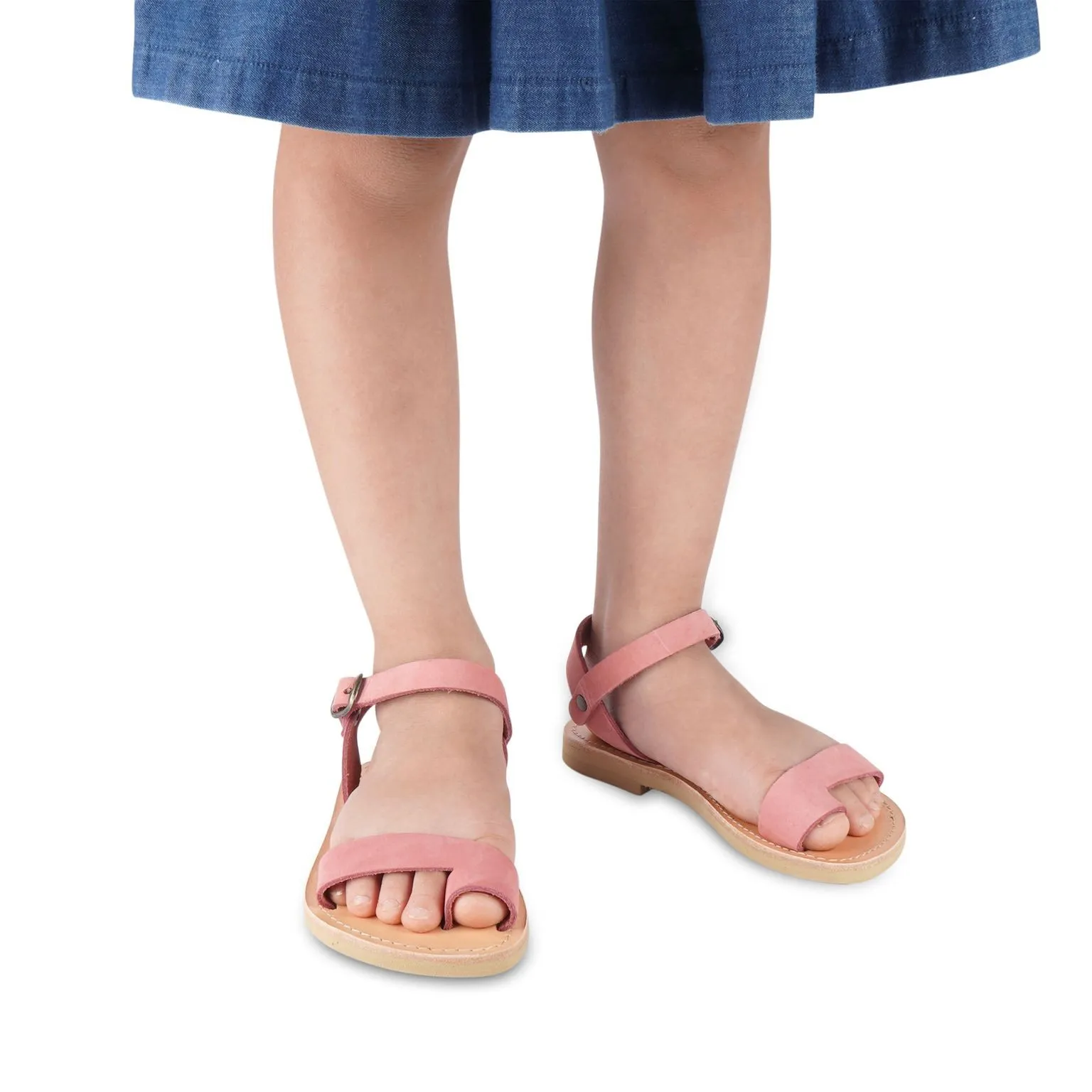 Mädchen sandalen aus rosa Nubukleder mit Schnallen verschluss