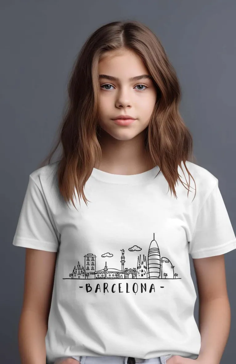 Mädchen-T-Shirt | Skyline Barcelona