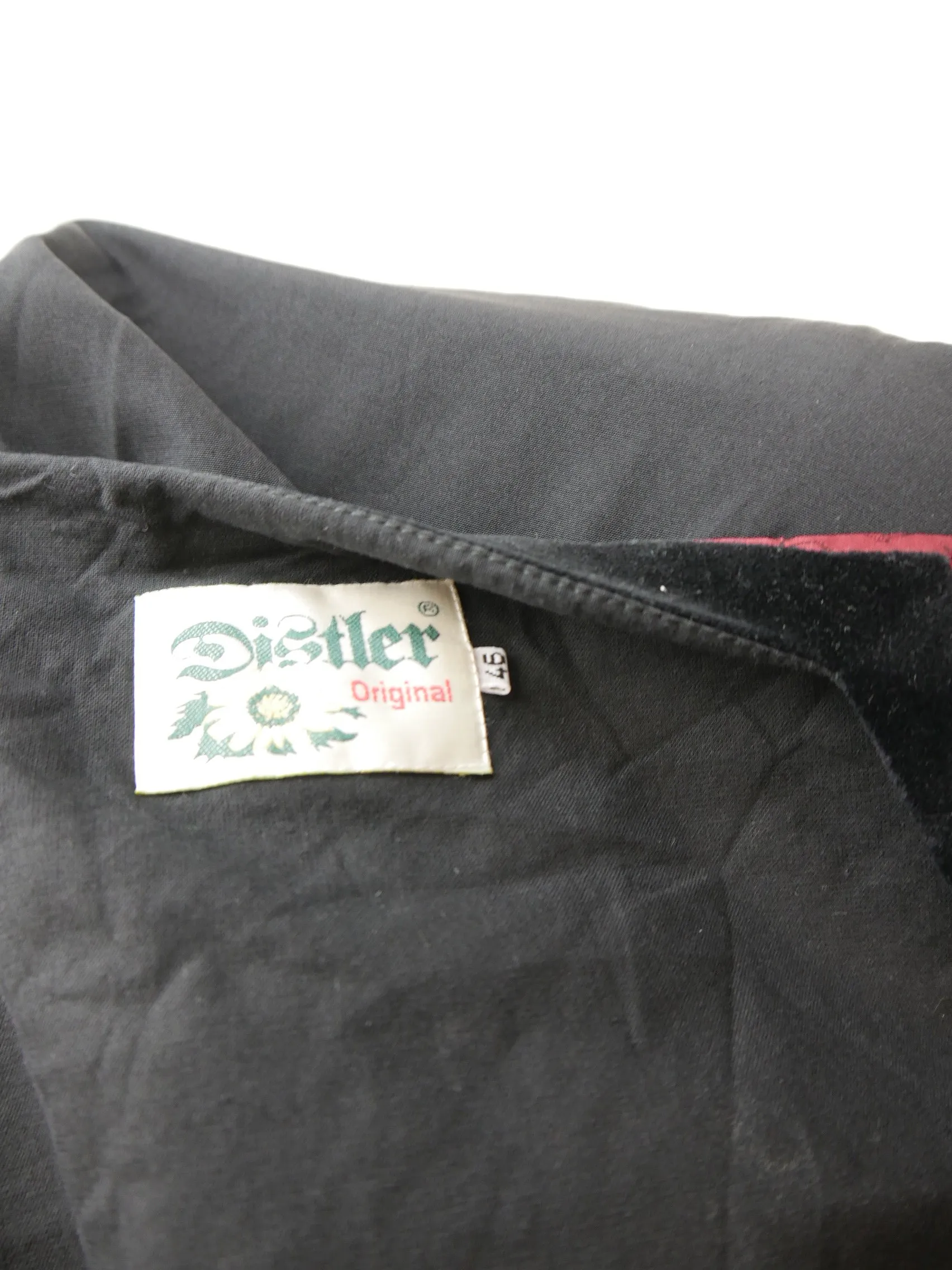 Original Distler rot schwarz mit Wienernaht elegantes Dirndl mit Schürze Gr.46