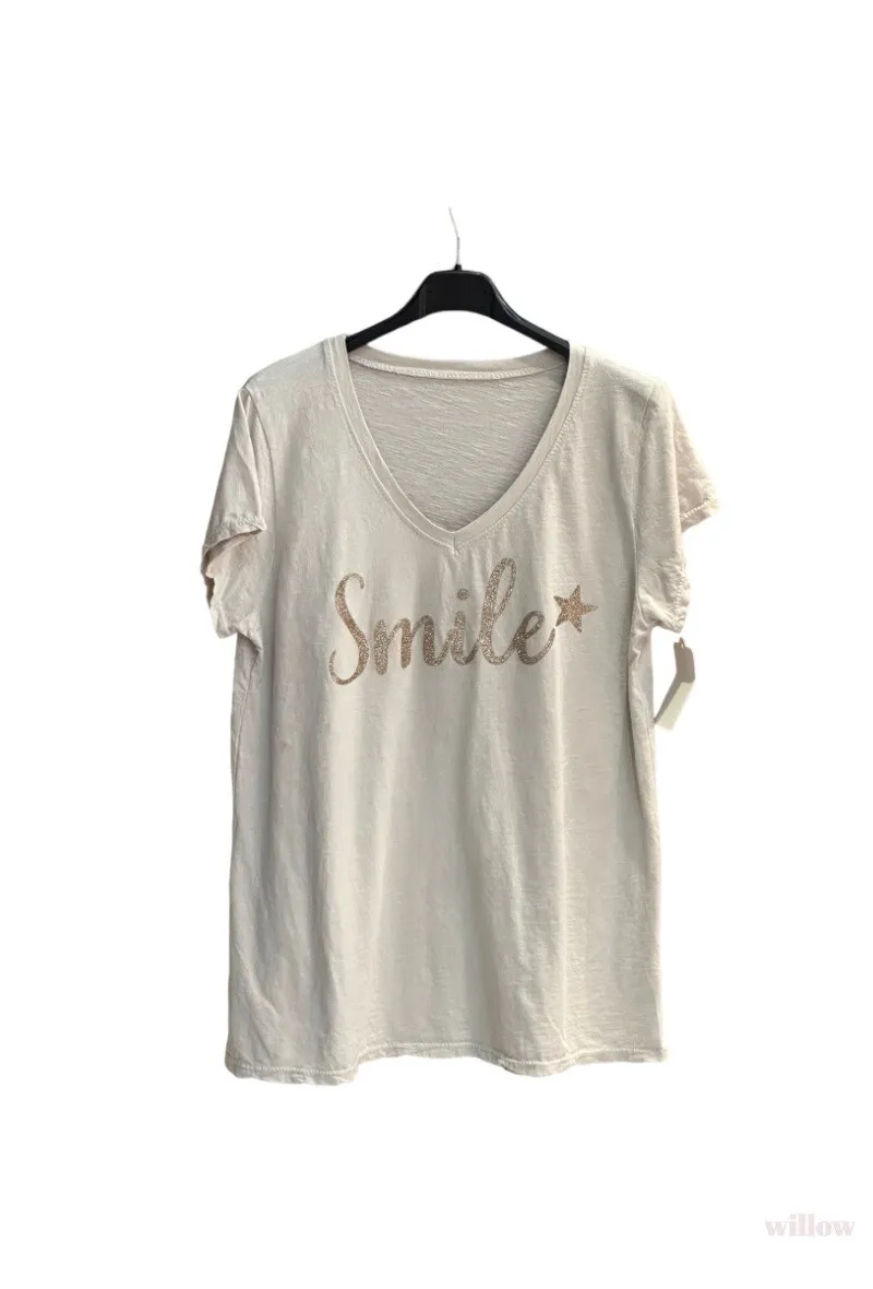Schlichtes „Smile“-T-Shirt