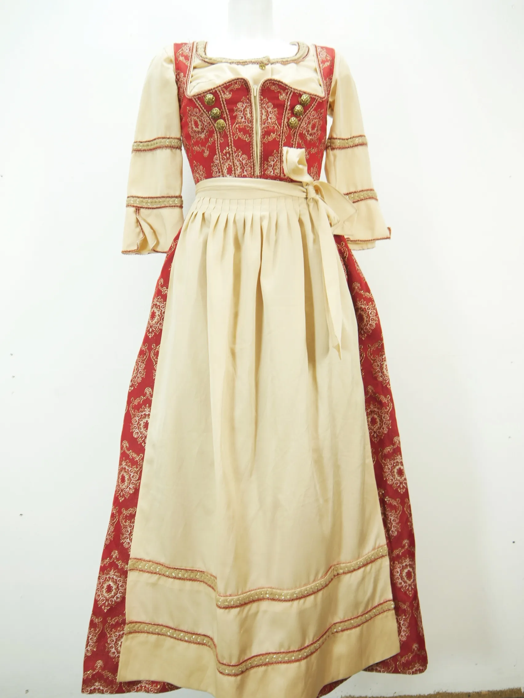 Straßer Trachten rot mit Balkonett außergewöhnliches Dirndl mit Schürze Gr.34