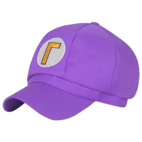 Super Mario Waluigi Cosplay Cap – Violette Kostüm Kappe mit Gelben "Γ"